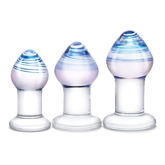 Gläs Pleasure Droplets Glass Anal Training Kit 3 Size Butt Plug Set Sex Toy