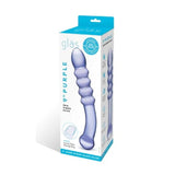 Gläs 9" Purple Rain Ribbed Handblown Glass Dildo Temperature Play Sex Toy