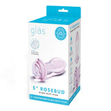 Gläs 5" Rosebud Glass Butt Plug Clear Pink Blossom Anal Play Sex Toy