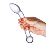 Gläs 8" Slimline Glass G-Spot Dildo Clear Curved Double End Sex Toy