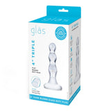 Gläs 4 Inch Triple Play Beaded Butt Plug Beginners Unisex Anal Sex Toy