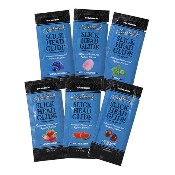 Doc Johnson GoodHead Slick Head Glide Oral Sex Blow Job Gel Assorted Flavoured Lubricants 6 Pack
