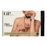 Guilty Pleasure Allure Luminious Pearl Leash & Collar Faux Leather Bow Tie Gold Chain BDSM Play