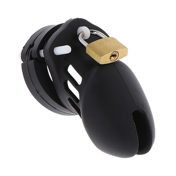 Hidden Desire Extreme Chastity Black Silicone Cock Cage Short Penis Restriction Lock Fetish BDSM Play