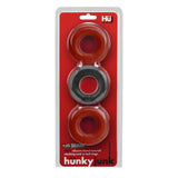 Hunkyjunk HUJ3 Cock Ring 3-Pack Cherry Tar Ice Penis Erection Bands