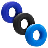 Hunkyjunk HUJ3 Cock Ring 3-Pack Cobalt Blue Multi Penis Erection Enhancer Set