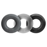 Hunkyjunk HUJ3 Cock Ring 3-Pack Tar Multi Penis Erection Enhancer Set