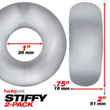 Hunkyjunk Stiffy Bulge Cock Rings (2 Pack) Clear Ice Penis Erection Enhancer Bands