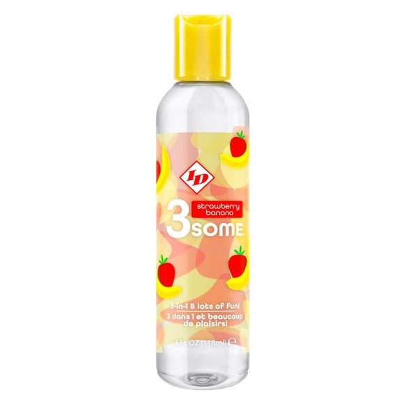 ID 3some Strawberry Banana Fruit Flavour 3 In 1 Lubricant Sugar Free Oral Massage Lube 118ml