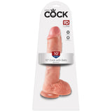 King Cock 10 Inch Cock with Balls Light Skin Realistic Penis Sex Toy