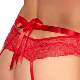 Kissable Red Lace Halterneck Bra Suspender Belt & Thong Set Lingerie Womens Sexy Underwear