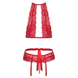 Kissable Red Lace Halterneck Bra Suspender Belt & Thong Set Lingerie Womens Sexy Underwear