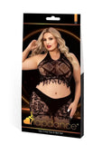 Lapdance 2 Piece Crop Top & Skirt Set Queen Plus Size Sexy Sheer Lingerie Outfit