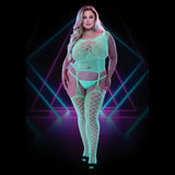 Lapdance Glow In The Dark Fishnet Cutout Bodystocking Queen Size Plus Sexy Lingerie