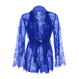 Leg Avenue Love Affair Lace Robe Teddy Set Royal Blue Sexy Kimono Womens Lingerie Night Wear