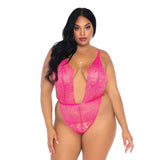 Leg Avenue Love Affair Teddy and Robe Set Plus Size Lingerie Hot Pink