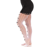 Leg Avenue Sweetheart Striped Net Pantyhose White Heart Fishnet Tights