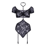 Leg Avenue Turn Me On Teddy & Bra Set Black Lace Lingerie Bandeau Body Sexy Womens Underwear