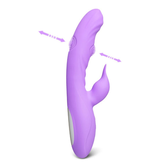 Double Tapping Rabbit Vibrator Purple Bunny Pulse Massager Rechargeable Love Sex Toy