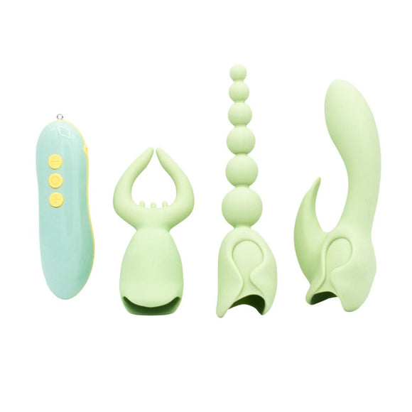 Like A Kitten Pleasure Hunter 4 in 1 Multifunction Vibrator Set Interchangeable Attachments Sex Toy