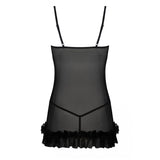 LivCo Corsetti Atanis Black Sheer Chemise & Thong Set Lingerie Sexy Womens Underwear Sleep Gown
