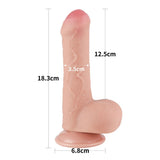 Lovetoy Sliding Skin 7" Dual Layer Dildo Realistic Cock Foreskin Penis Sex Toy