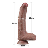 Lovetoy 8.5 Inch Dual Layered Silicone Nature Cock Dildo Realistic Brown Skin Penis Sex Toy