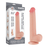 Lovetoy 9" Sliding Skin Easy Bend Dildo Realistic Penis Dual Layer Flexible Dong Suction Cup Sex Toy