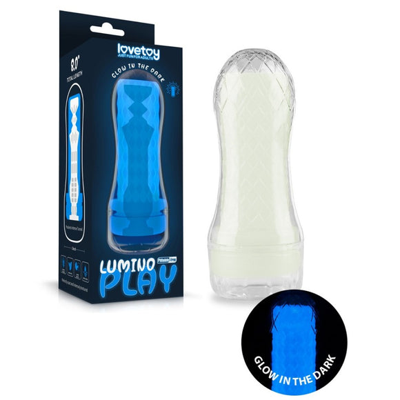 Lovetoy Lumino Play Glow In The Dark Masturbator #1 Pocketed Blue Night Light Stroker Sex Toy