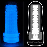 Lovetoy Lumino Play Glow In The Dark Masturbator #2 Ribbed Blue Night Light Sex Stroker