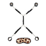 Lux Fetish Bed Spreader 7pc Leopard Cuff Restraint System Bondage Play
