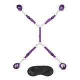 Lux Fetish 7 Piece Bed Spreader Purple Restraint System Cuffs Set
