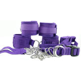 Lux Fetish 7 Piece Bed Spreader Purple Restraint System Cuffs Set