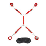 Lux Fetish 7 Piece Bed Spreader Restraint System Red Cuffs Bondage Play
