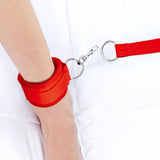 Lux Fetish 7 Piece Bed Spreader Restraint System Red Cuffs Bondage Play
