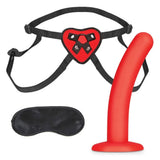 Lux Fetish Red Heart Strap On Harness & 5" Dildo Set Unisex Adjustable