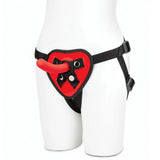 Lux Fetish Red Heart Strap On Harness & 5" Dildo Set Unisex Adjustable