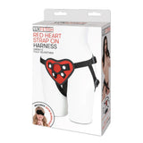 Lux Fetish Red Heart Strap On Harness Adjustable Unisex Dildo Sex Play