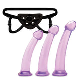 Lux Fetish Size Up 3-Piece Dildo & Harness Pegging Training Set Purple