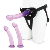 Lux Fetish Size Up 3-Piece Dildo & Harness Pegging Training Set Purple