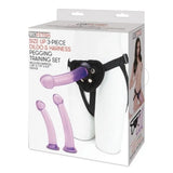 Lux Fetish Size Up 3-Piece Dildo & Harness Pegging Training Set Purple