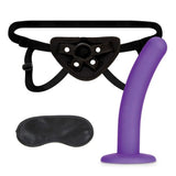 Lux Fetish Strap On Harness & 5" Purple Dildo Set Unisex Adjustable