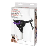 Lux Fetish Strap On Harness & 5" Purple Dildo Set Unisex Adjustable