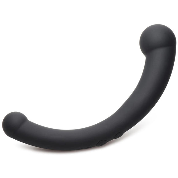 Master Series 10X Vibra-Crescent Vibrating Silicone Dual Ended Dildo Black G-Spot P-Spot Vibrator Sex Toy