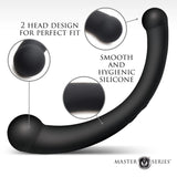 Master Series 10X Vibra-Crescent Vibrating Silicone Dual Ended Dildo Black G-Spot P-Spot Vibrator Sex Toy