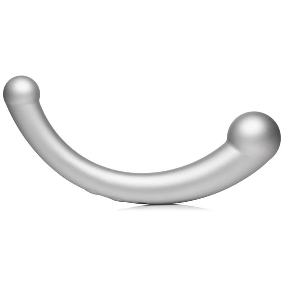 Master Series 10X Vibra-Crescent Vibrating Silicone Dual Ended Dildo Silver G-Spot P-Spot Vibrator Sex Toy