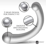 Master Series 10X Vibra-Crescent Vibrating Silicone Dual Ended Dildo Silver G-Spot P-Spot Vibrator Sex Toy