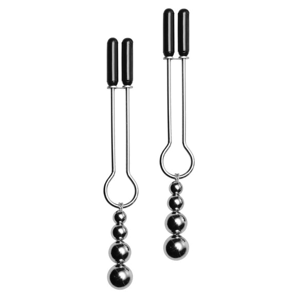 Master Series Adorn Triple Bead Nipple Clamp Set Tweezer Style Body Decoration BDSM Fetish Play