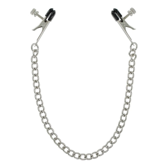 Master Series Bull Nose Nipple Clamps Silver Chain Adjustable Screw BDSM Play