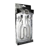 Master Series Bull Nose Nipple Clamps Silver Chain Adjustable Screw BDSM Play
